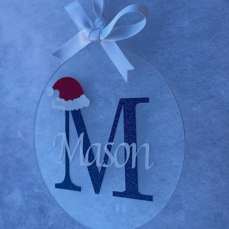 Custom Personalized Clear Acrylic Initial/Name Christmas Ornament