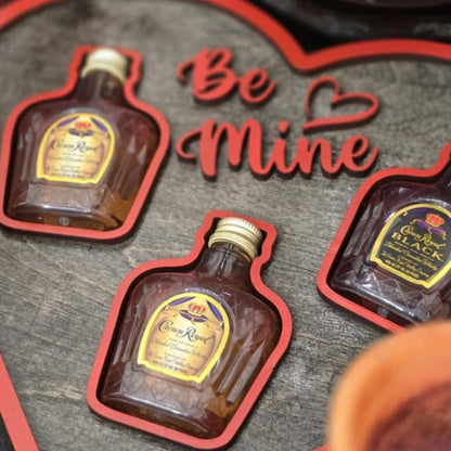 Valentines Day Gift for him, Be Mine Heart-Shaped Mini Liquor Bottle Display Tray