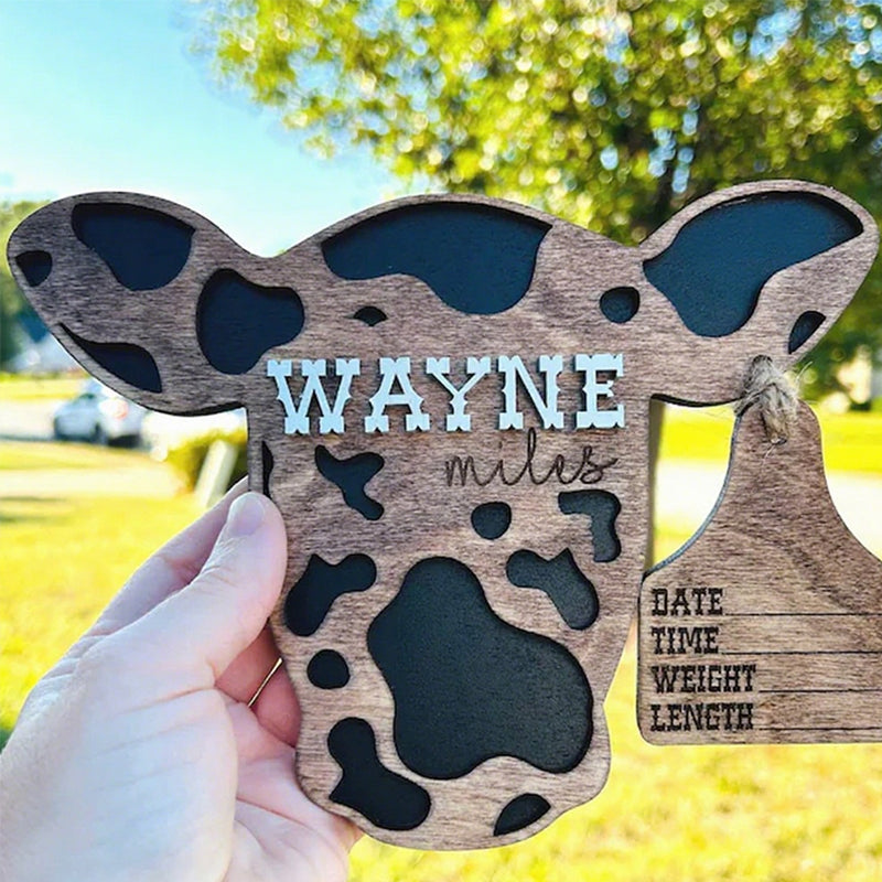 Baby Boy Cow Birth Stats Sign / Nursery Announcement