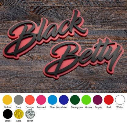 Custom Cursive Font Car Emblem - Custom Colors