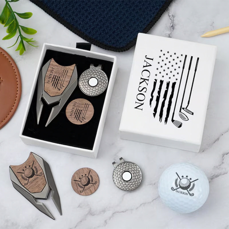 Personalized Golf Gift Set: Engraved Divot Tool & Ball Marker