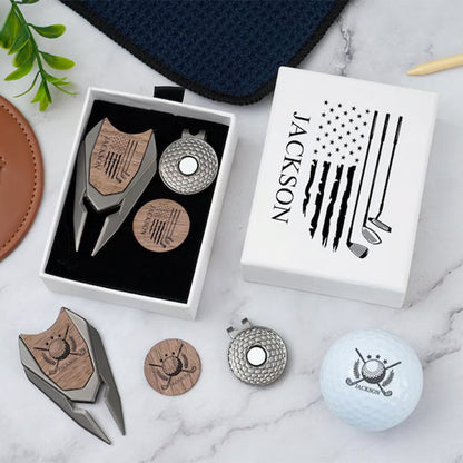 Personalized Golf Gift Set: Engraved Divot Tool & Ball Marker