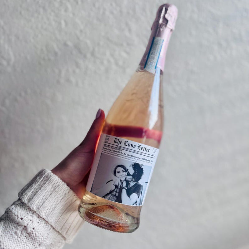 CUSTOM Photo Newspaper Wine, Champagne Bottle Label Gift for Her