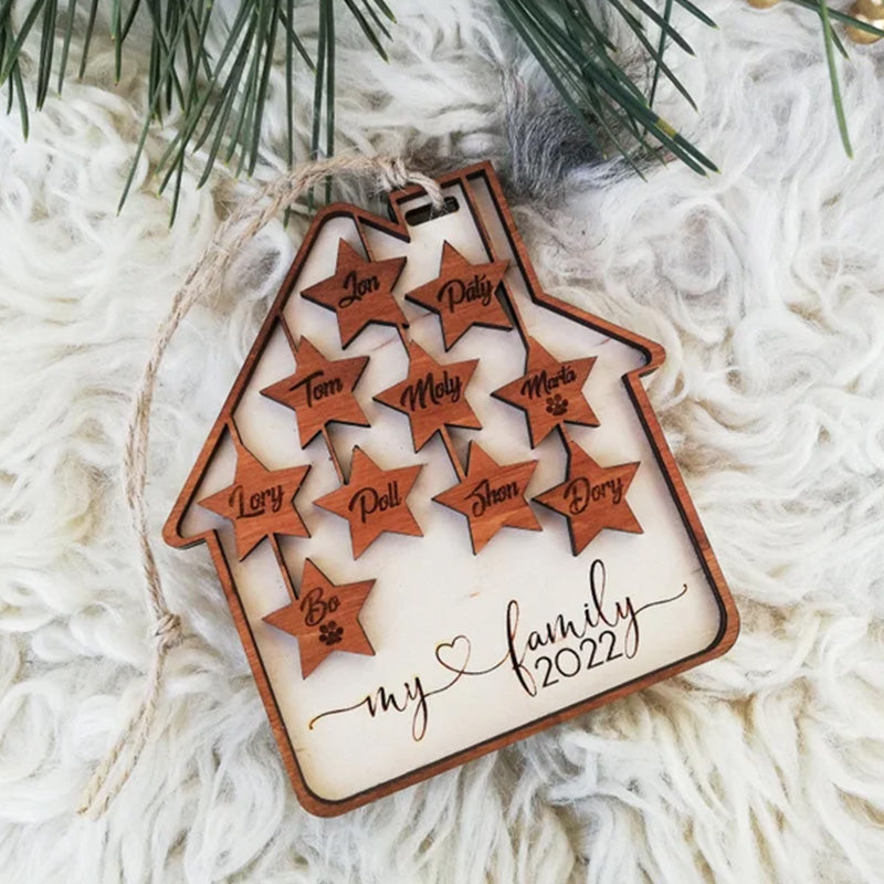 Personalized Christmas tree decor, Holiday wood ornament, Custom House
