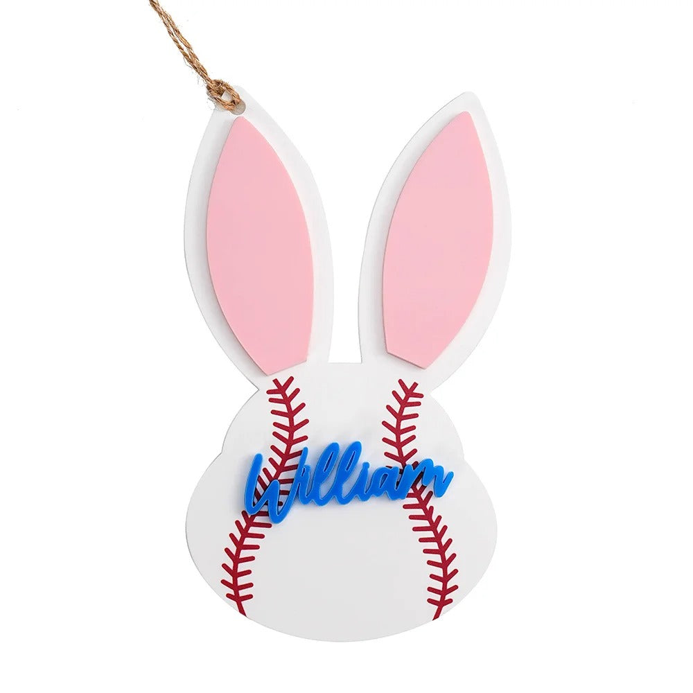 Personalized Basketball Baseball Softball Sports Acrylic Easter Bunny Basket