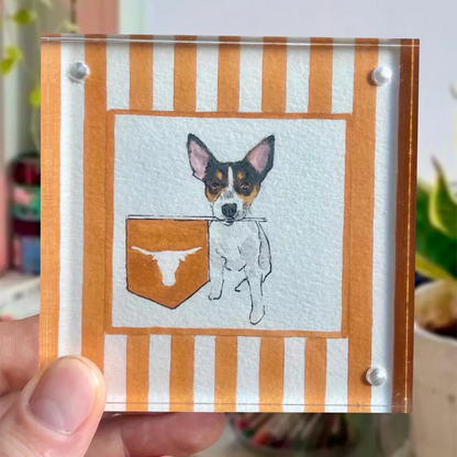 Custom Hand Painted Collegiate Pet Portrait | 4x4 Acylic Award