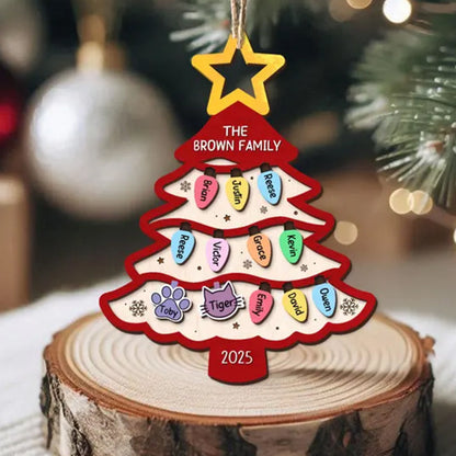Personalized Family Tree Ornament 2025, Custom Family With Pet Ornament