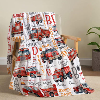 Custom Fire Engine Name Blanket