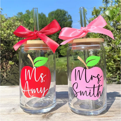 Teacher Glass Coffee Cup, Teacher Christmas Gift,