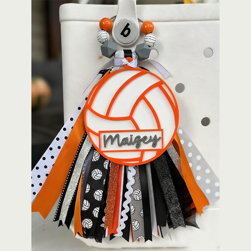 Custom Volleyball Tassel Charm for Bogg Bag