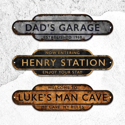 Railway Station Custom Sign, Rusty Personalized Sign