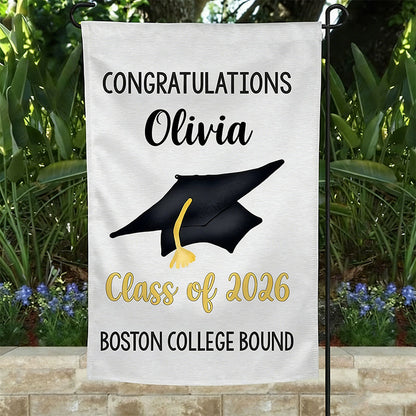 Graduation Yard Sign Personalized, College Bound Flag