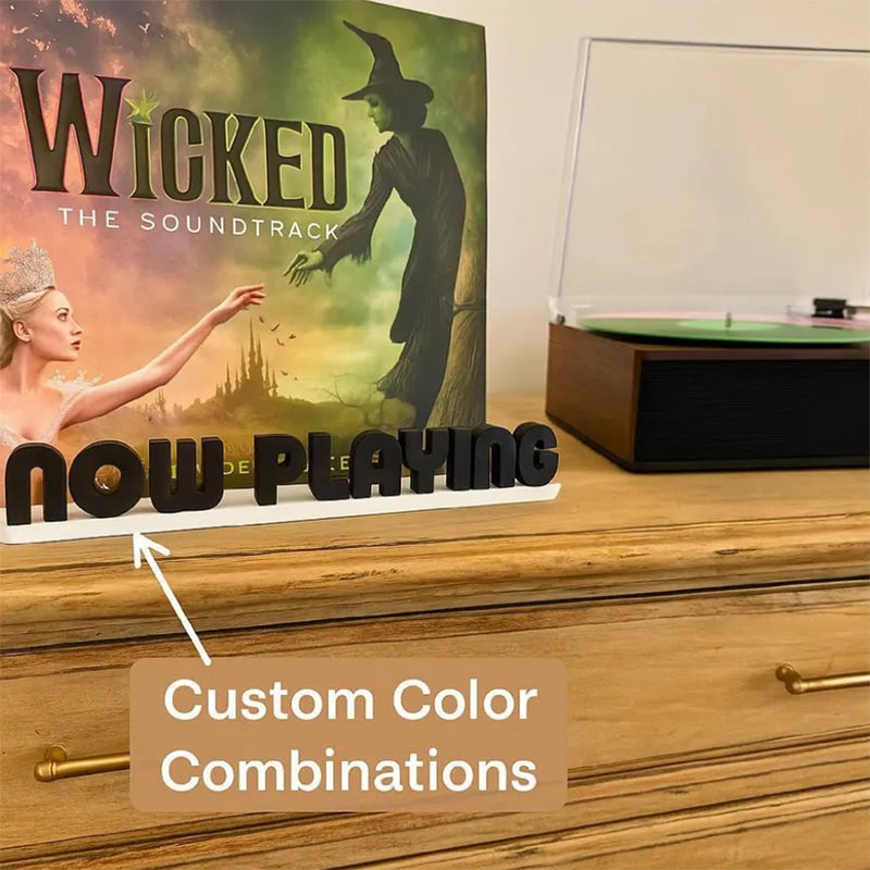Now Playing Sign for Vinyl Records - Custom LP Display Stand & Record Holder