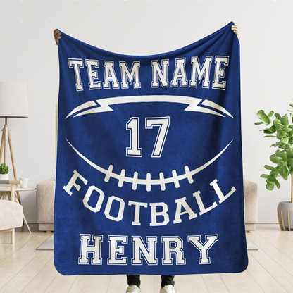 Personalized Football Blanket Custom, Custom Football Blanket with Name