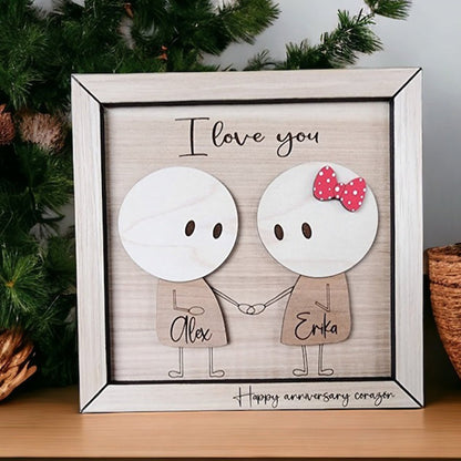 Anniversary Couple Gift, Personalized Couple Wooden Sign