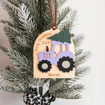 Baby's First Christmas Ornament 2025, Personalized Tractor Baby Christmas Ornament