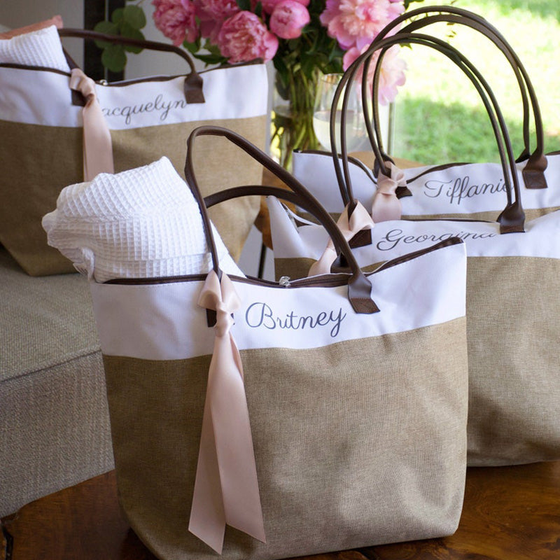 Bridesmaid Tote . Personalized Bridesmaid Gift Bags. Custom Name Bag