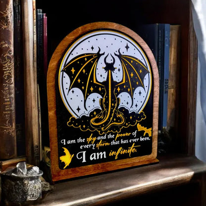 I am Infinite Fourth Wing Bookshelf Sign Wooden Shelf