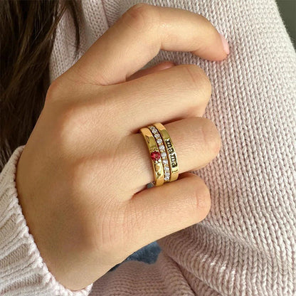 Birthstone Ring Set | Stackable Personalized Name Rings