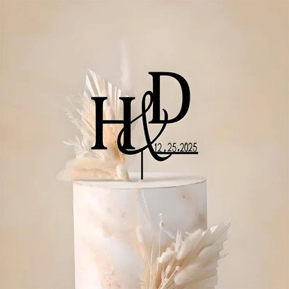 Custom Initial Monogram Wedding Cake Topper