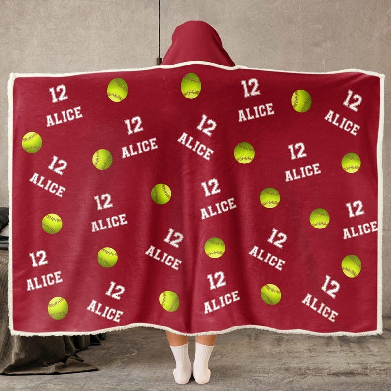 Personalized Football Wearable Hooded Blanket