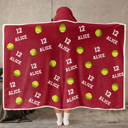 Personalized Football Wearable Hooded Blanket
