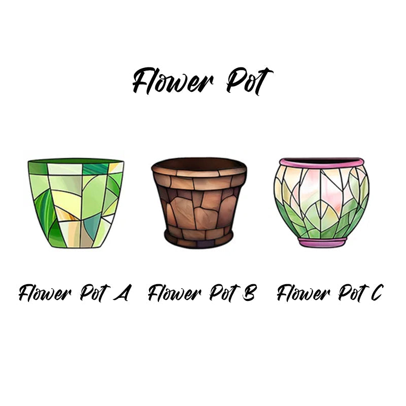 Personalized Faux Stained Glass Birth Flower Pot Acrylic Plaque