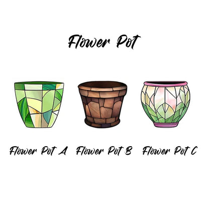 Personalized Faux Stained Glass Birth Flower Pot Acrylic Plaque