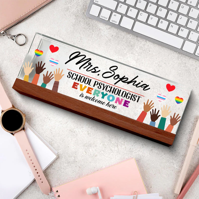 Custom Name Plate for Desk, Teacher Name Plate, Psychologist Gift
