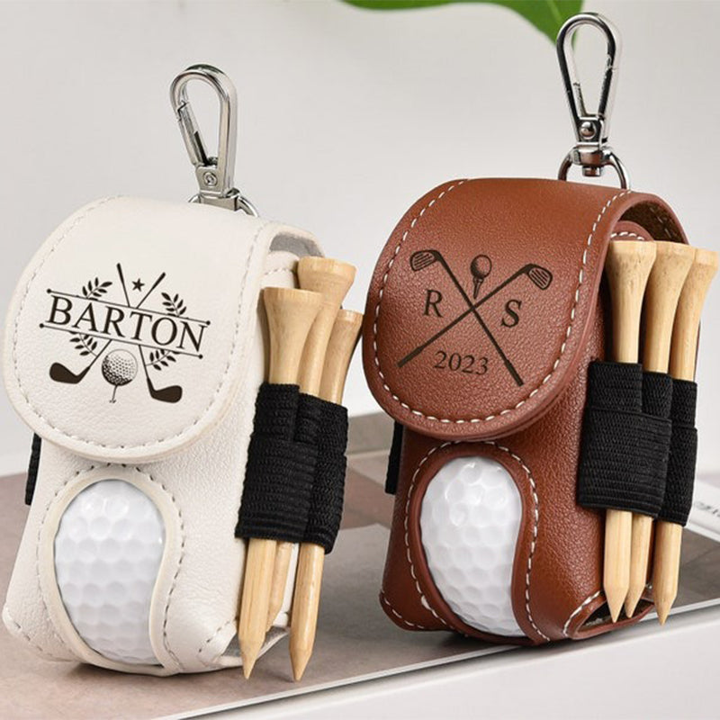 Leather Personalized Golf Ball Bag-Golf Ball And Tees Holder-Golf Holder-Accessories