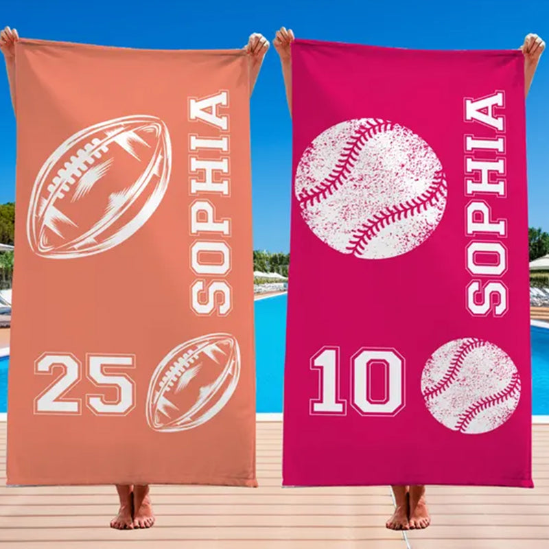 Custom Athletic Beach Towel, Sports Lover Pool Towel