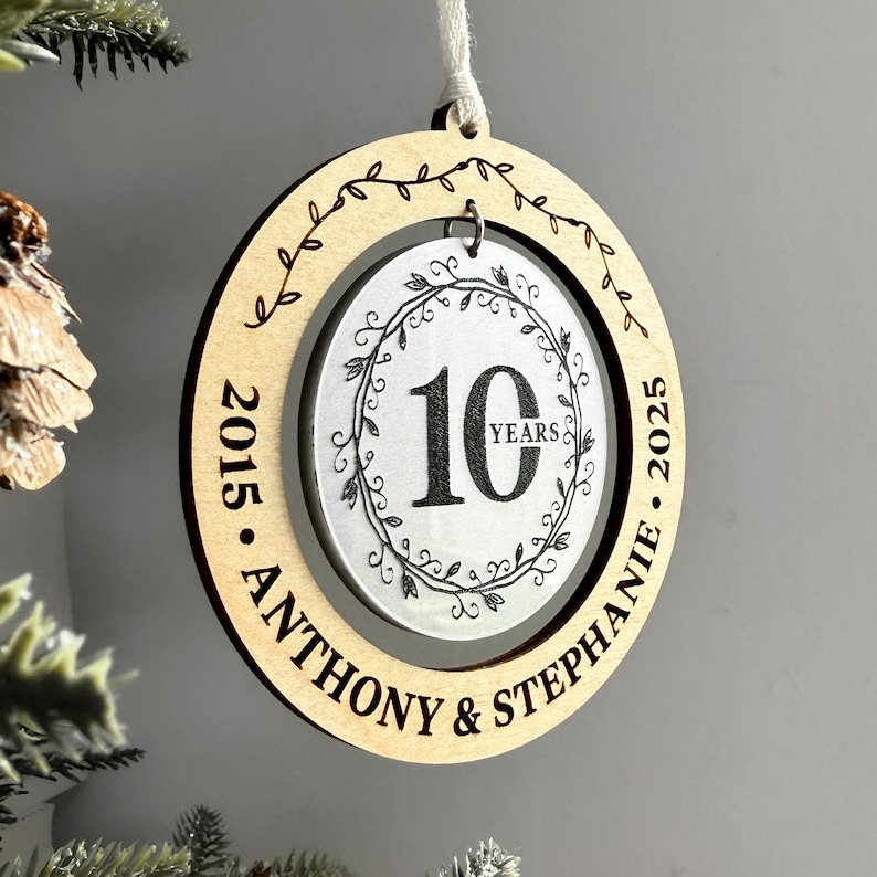 Personalized Aluminum Gift / 10 Year Anniversary Gift Ornament