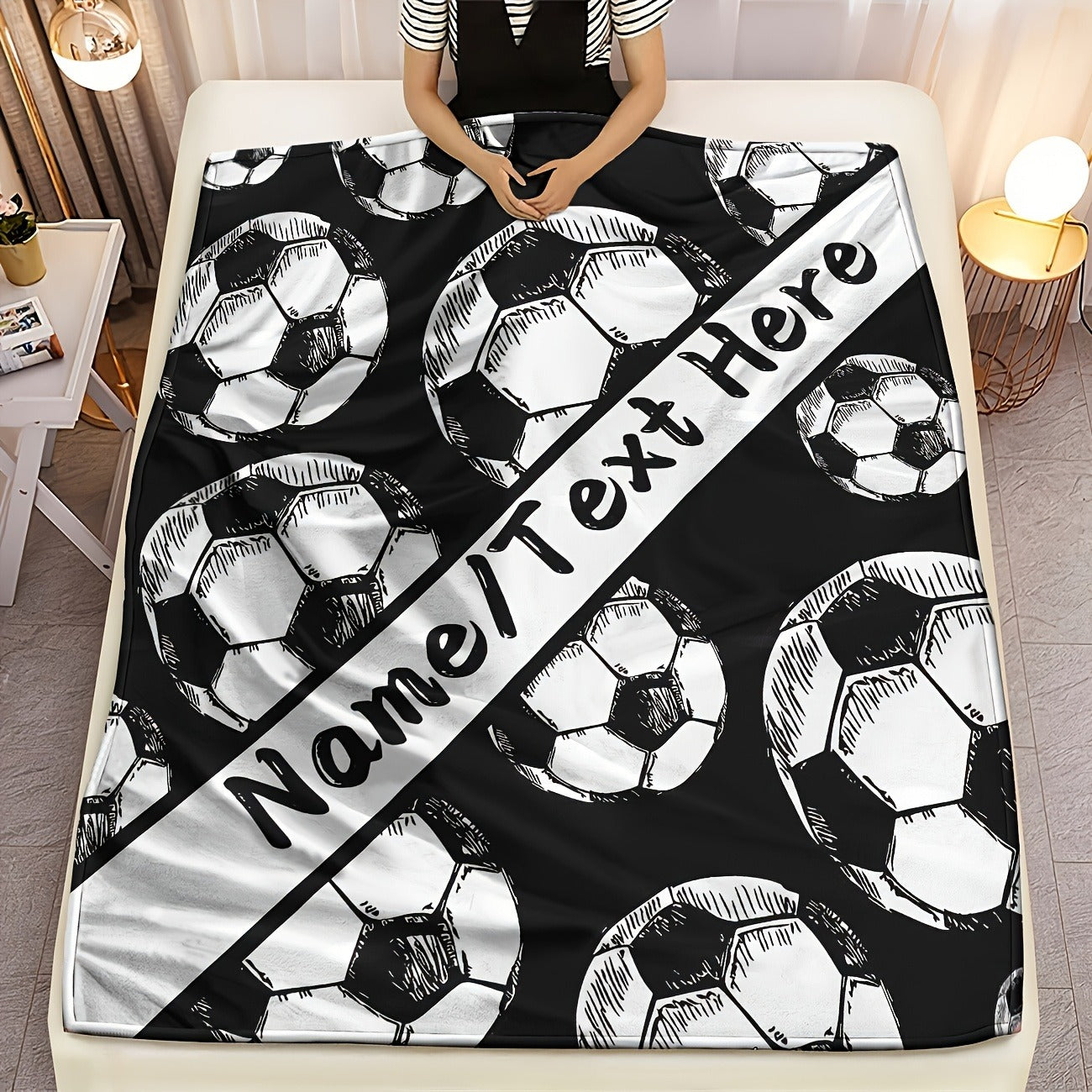 Customizable Football Pattern Throw Blanket