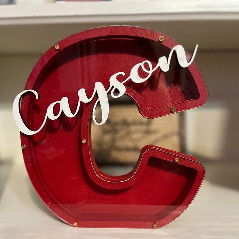 personalized wood letter piggy banks