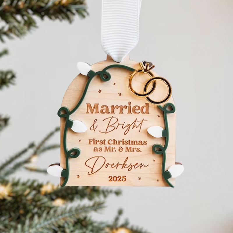 First Christmas As Mr. and Mrs. Ornament, 2025 Newlywed Christmas Ornament