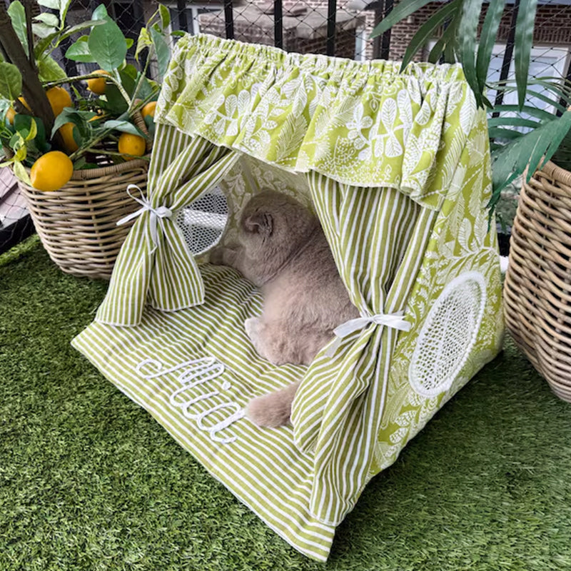 Personalized Cat Tent Custom Embroidered Name
