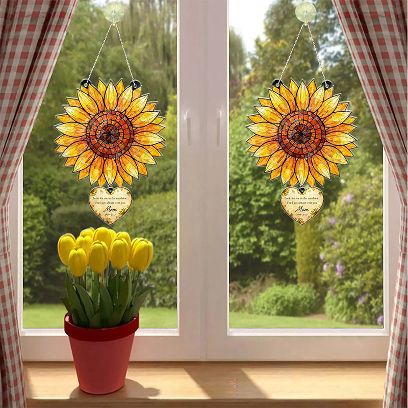 Sunflower Acrylic Suncatcher, Custom Mom Memorial Window Hanging