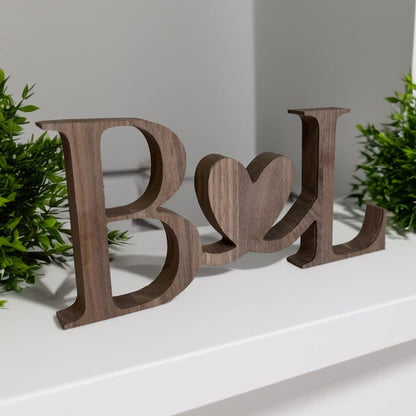 Custom Wood Initials with Heart – Personalized Wedding Gift