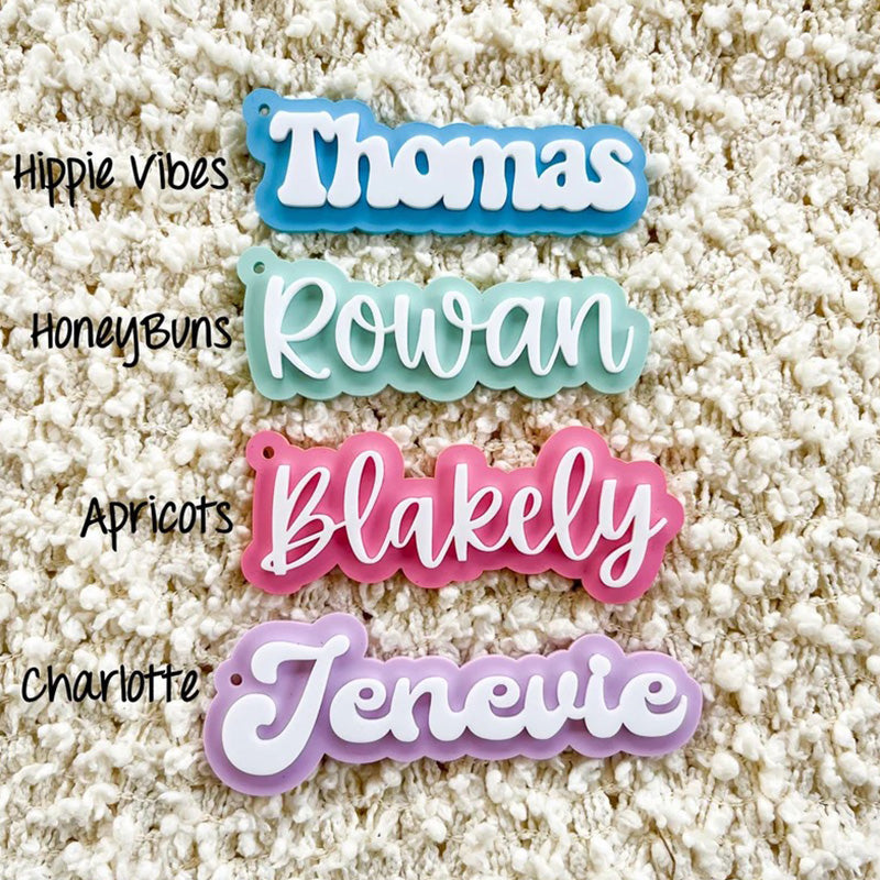 Backpack name keychain, 3d name keychain, name keychain, acrylic name keychain, backpack name tag, diaper bag tag