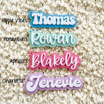 Backpack name keychain, 3d name keychain, name keychain, acrylic name keychain, backpack name tag, diaper bag tag