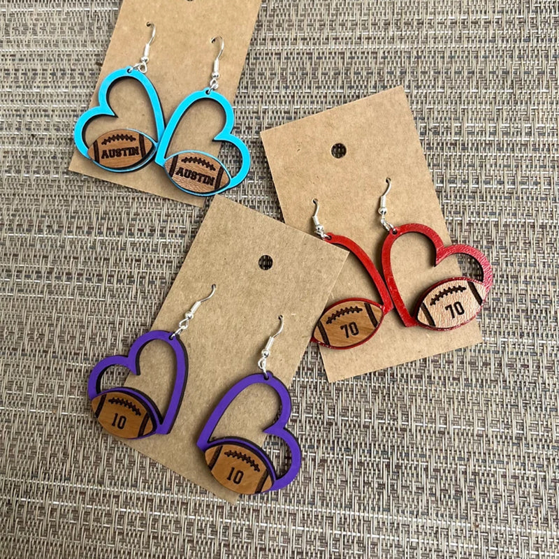 Personalized Football Earrings/Football Jersey Number Earrings
