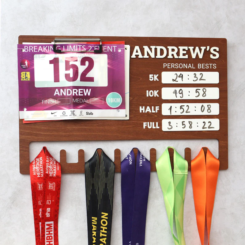 Running Medal Display Board: Personal Bests Chalkboard