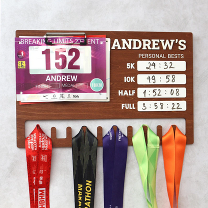 Running Medal Display Board: Personal Bests Chalkboard
