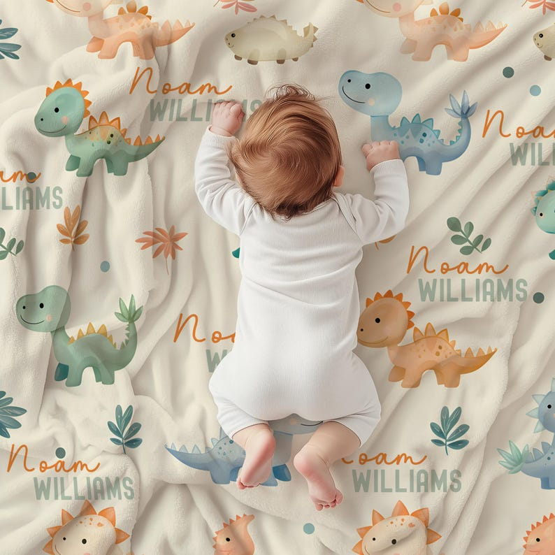 Personalized Dinosaur Baby Blanket
