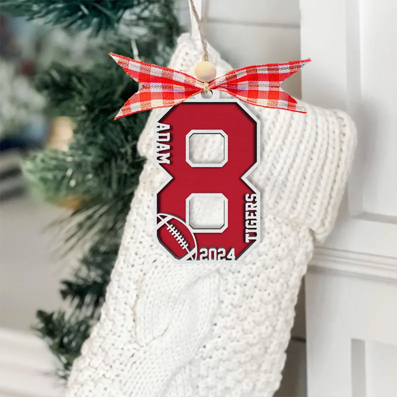 Football Number Christmas Ornament, Football Gifts