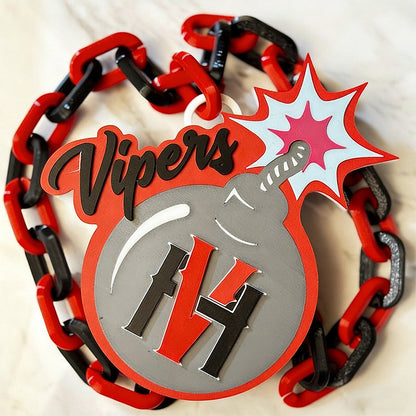 Custom Sports Turnover Chain, Oversized Medallion, Team mascot, Custom Colors, Any Logo