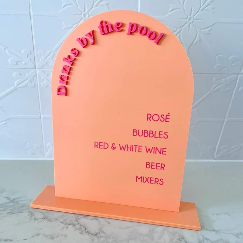 Cocktail Drinks Menu Signage - Printed Drinks Menu "Drinks" with Custom Name