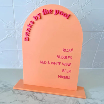 Cocktail Drinks Menu Signage - Printed Drinks Menu "Drinks" with Custom Name