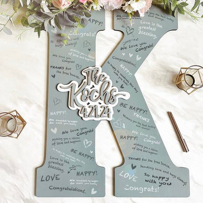 Wedding Guest Book, Wooden Wedding Letter