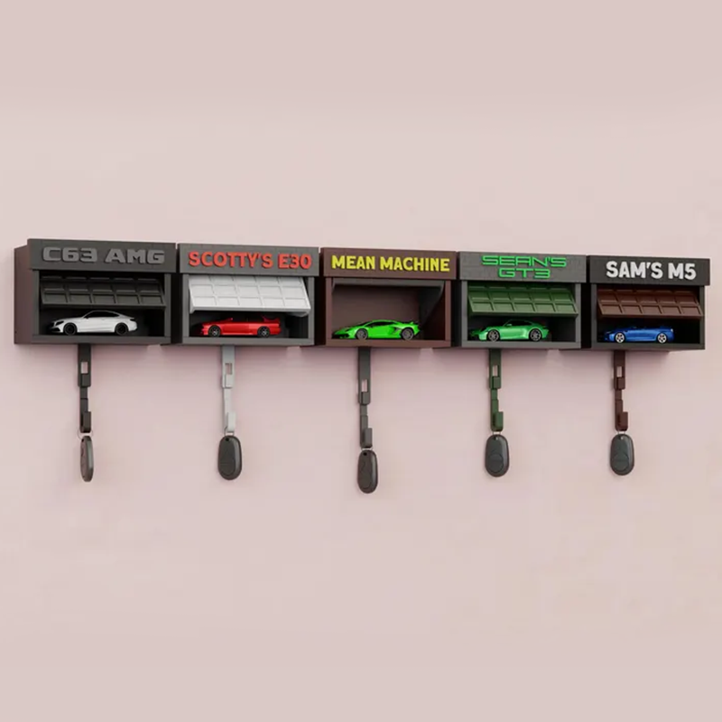 Mini Garage Key Holder: Toy Car Display with Hidden Compartment
